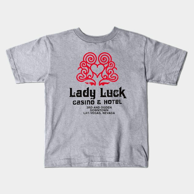 Retro Vintage Lady Luck Hotel and Casino Las Vegas Kids T-Shirt by StudioPM71